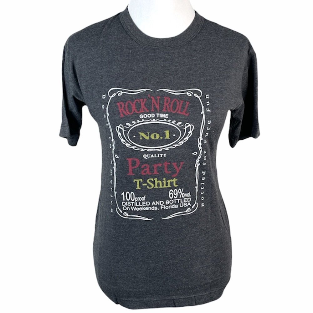 Urban Renewal Rock ‘N Roll Party T-Shirt, Dark Gray, Juniors X-Small
